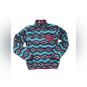 Patagonia Women’s Size XS Synchilla Snap T
Fleece Pullover Rare Aztec Print